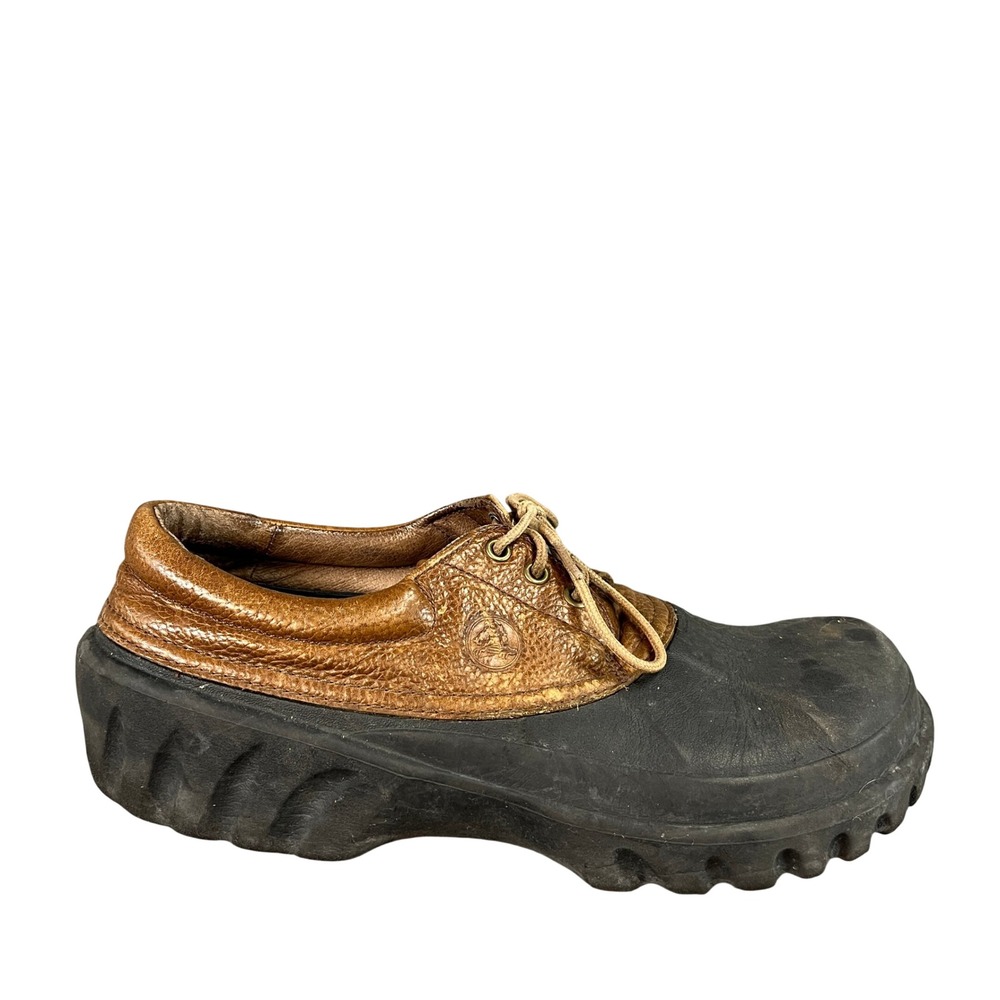Crocs All Terrain Duck Shoes Mens 13 Brown Leather Rubber Lace Up Loafers